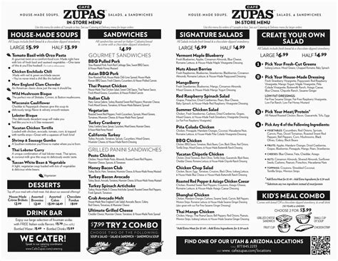 Zupas Menu Printable