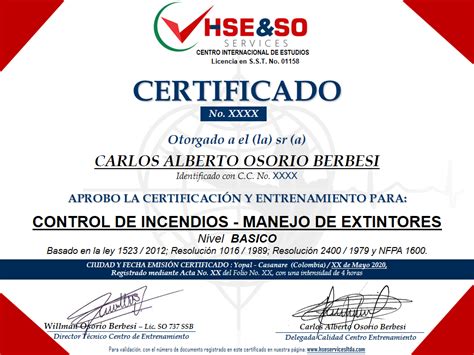 ﻿certificación de técnico en extintores de incendios