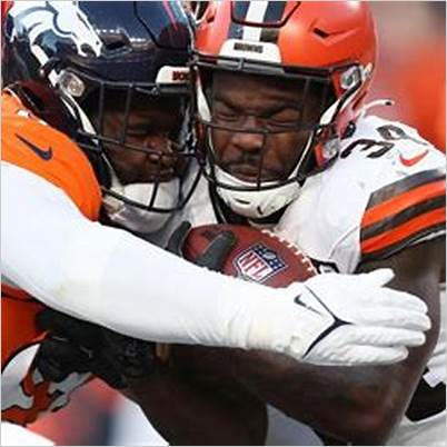 Defense forces more turnovers as Broncos defeat Browns 29-12, win fifth straight game
